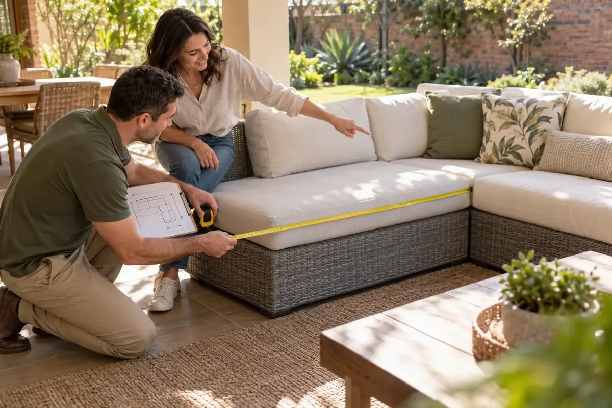 A Covergard cover fitted over an outdoor chair on a patio